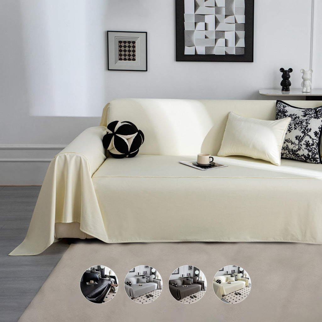 Matte Faux Leather Sofa Cover, Waterproof Cat Scratch Couch Throw, Pet Friendly Sofa Protector Blanket