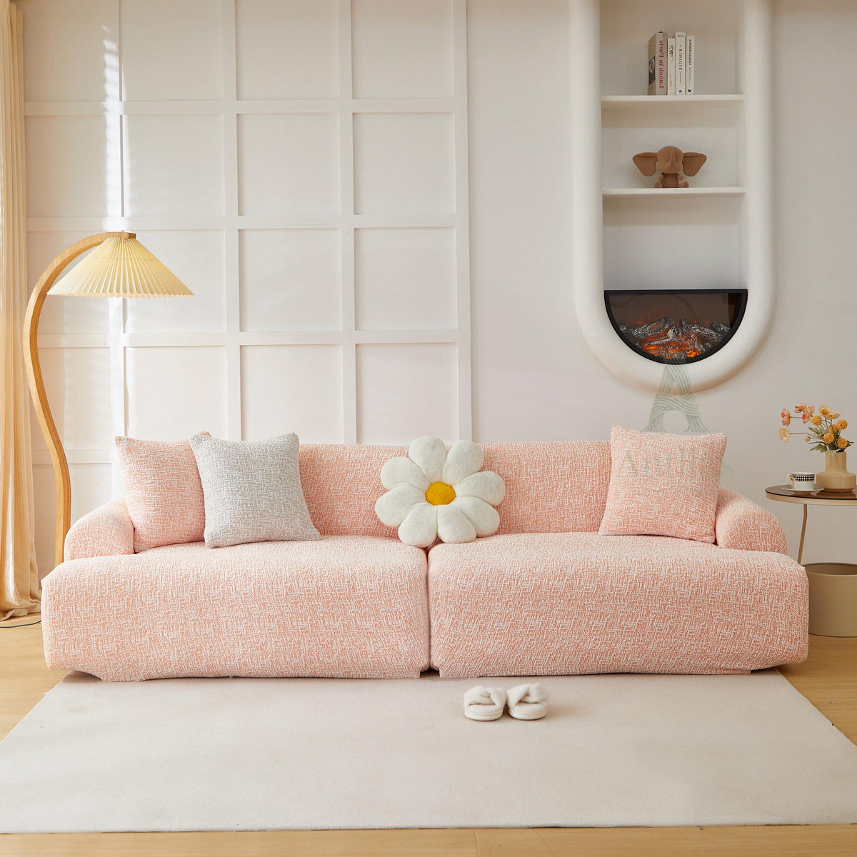 Chenille Full-Cover Sofa Slipcover – Soft, Skin-Friendly, Anti-Slip with Straps – Fits Modular, L-Shaped & Standard Sofas