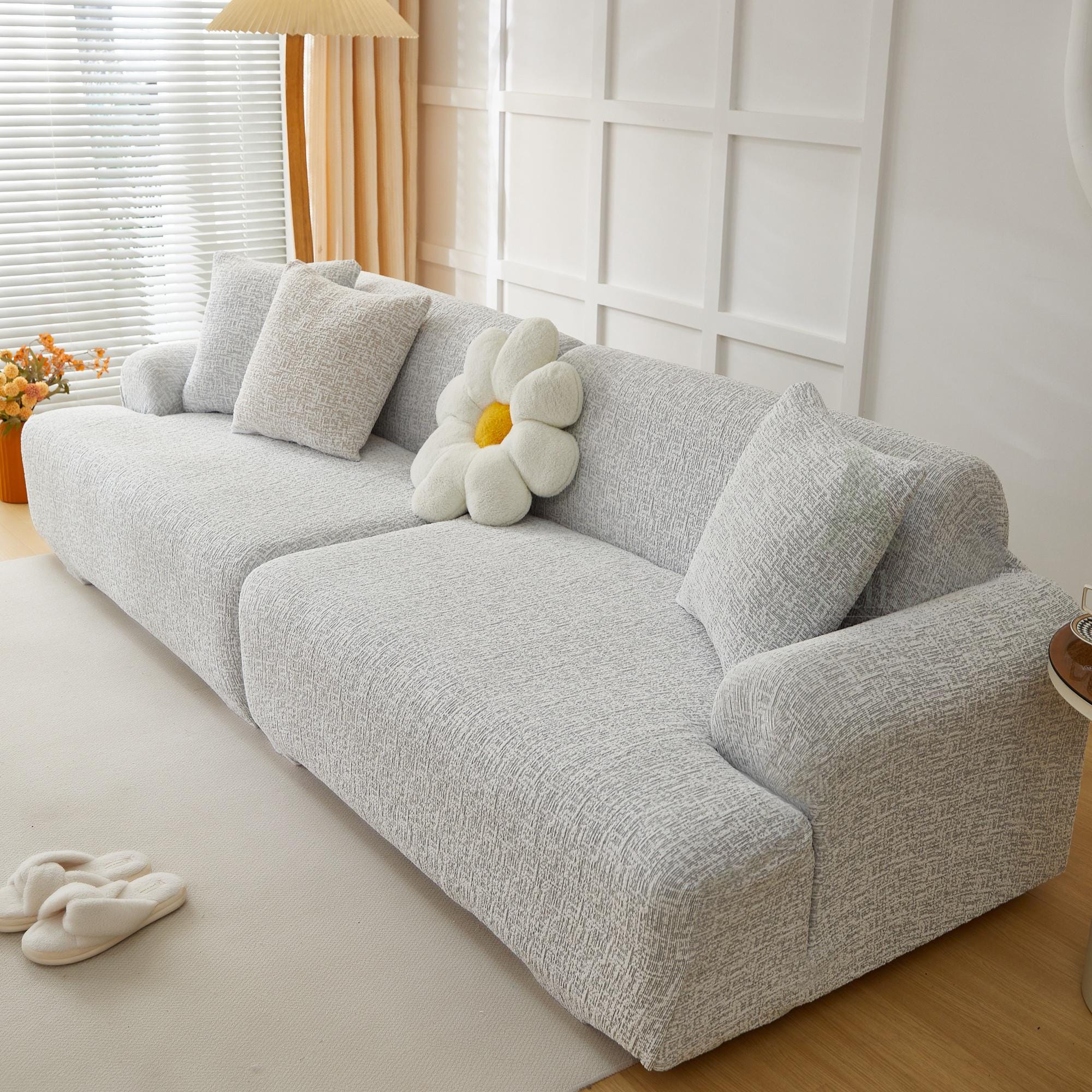 Chenille Full-Cover Sofa Slipcover – Soft, Skin-Friendly, Anti-Slip with Straps – Fits Modular, L-Shaped & Standard Sofas