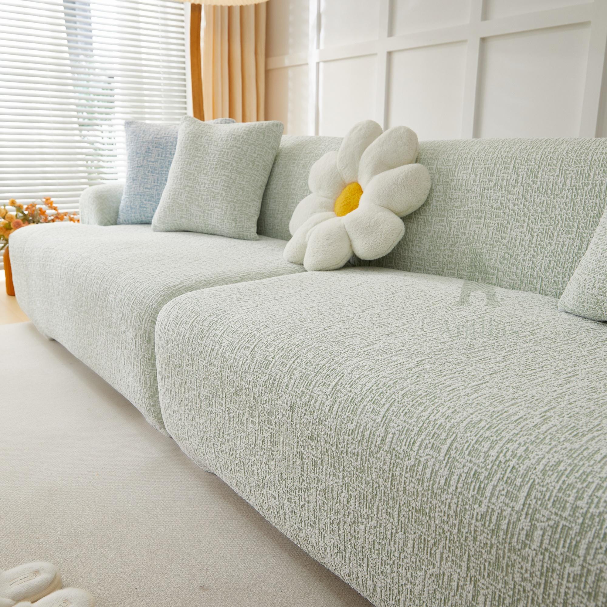 Chenille Full-Cover Sofa Slipcover – Soft, Skin-Friendly, Anti-Slip with Straps – Fits Modular, L-Shaped & Standard Sofas