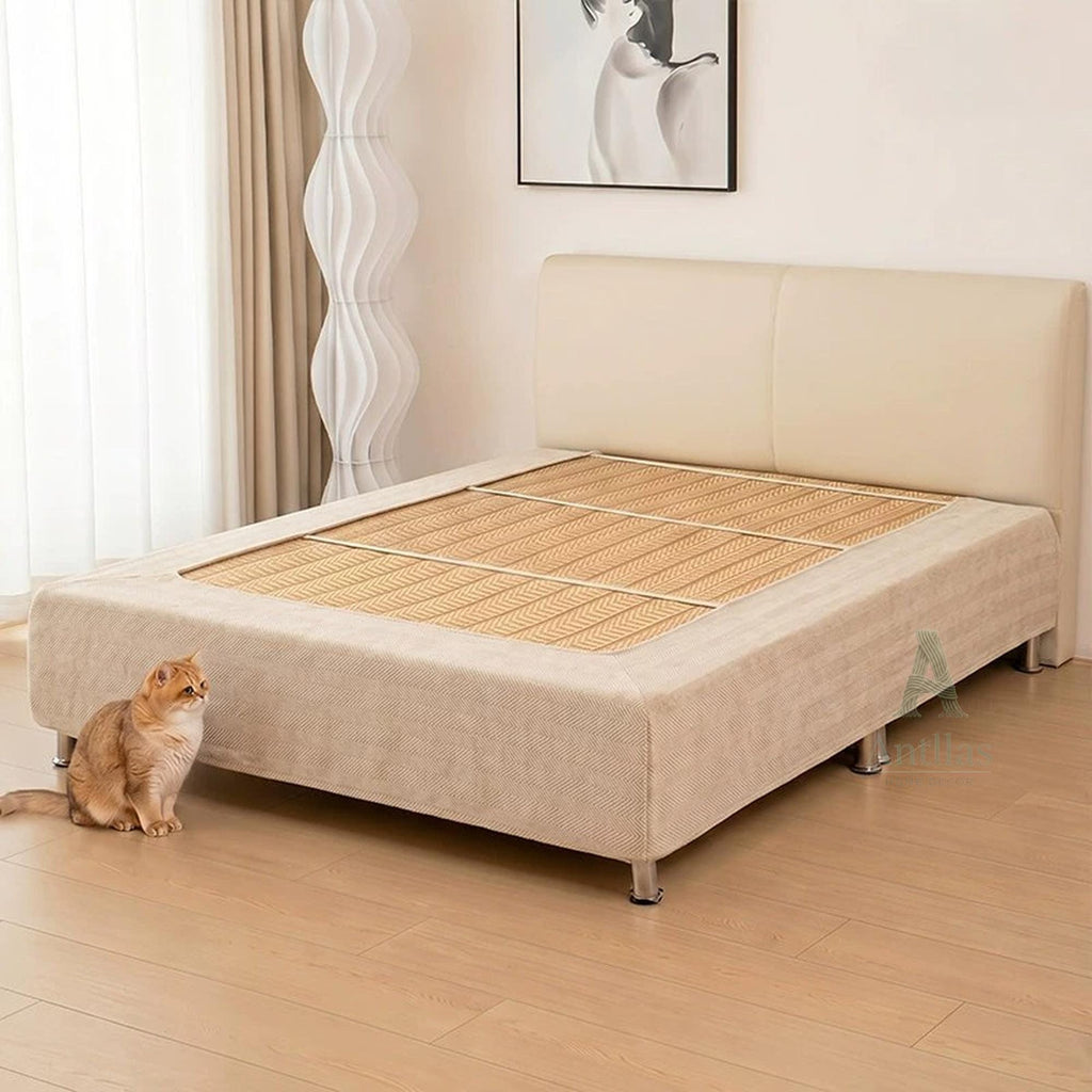 Pet Friendly Bed Base Cover & Headboard Slipcover Set, Scratch Resistant Box Spring Wrap, Stretch Bed Frame Protector