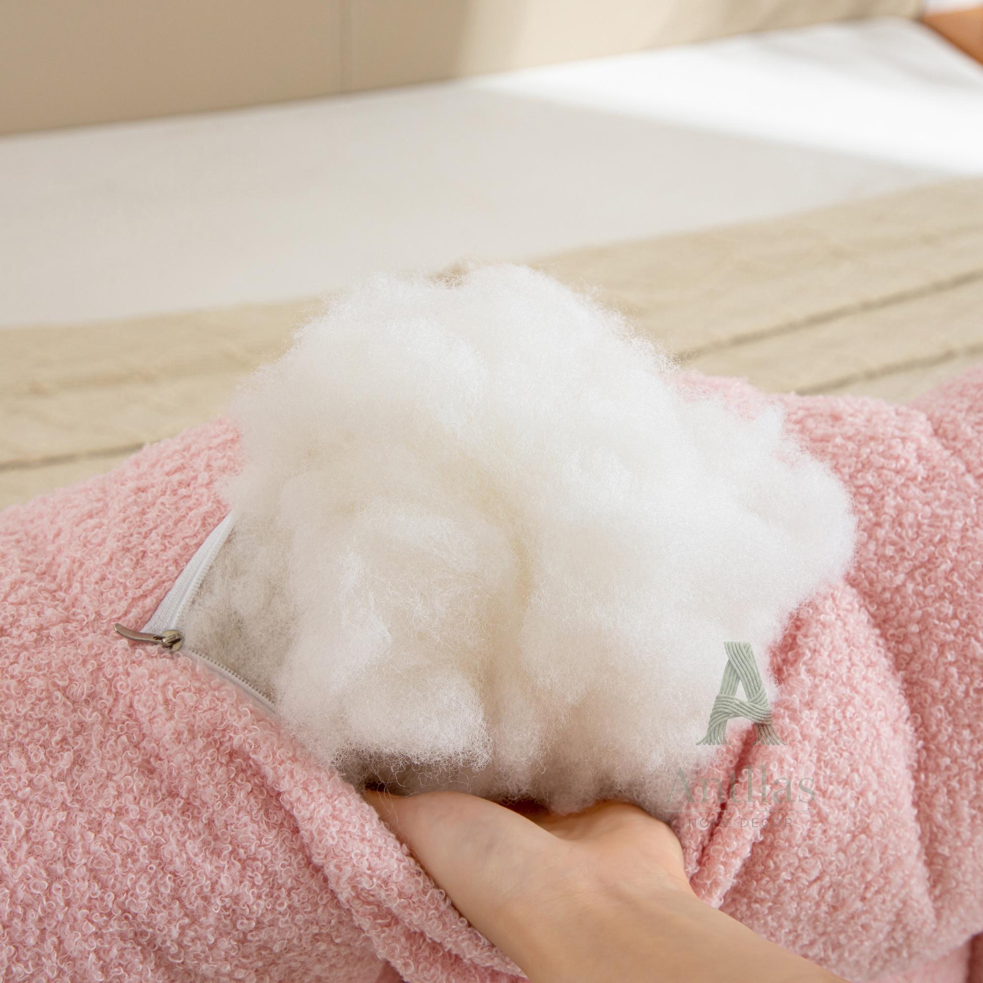 Teddy Fleece Headboard Cushion, Fluffy Tufted Reading Pillow, Anti-Collision Bed Bumper, Upholstered Boucle Backrest, Cozy Bedroom Decor