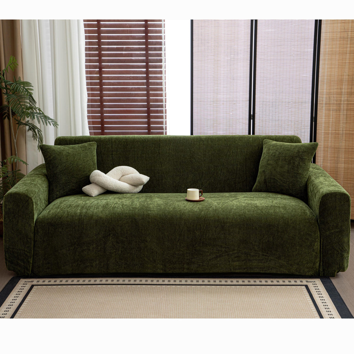 Stretch Chenille Sofa Cover, Full Cover Couch Slipcover, Pet Friendly Elastic Furniture Protector