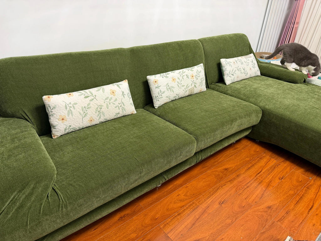 L-Shaped Sofa Cover, Stretch Chenille Sectional Slipcover, Full cover Couch Protector
