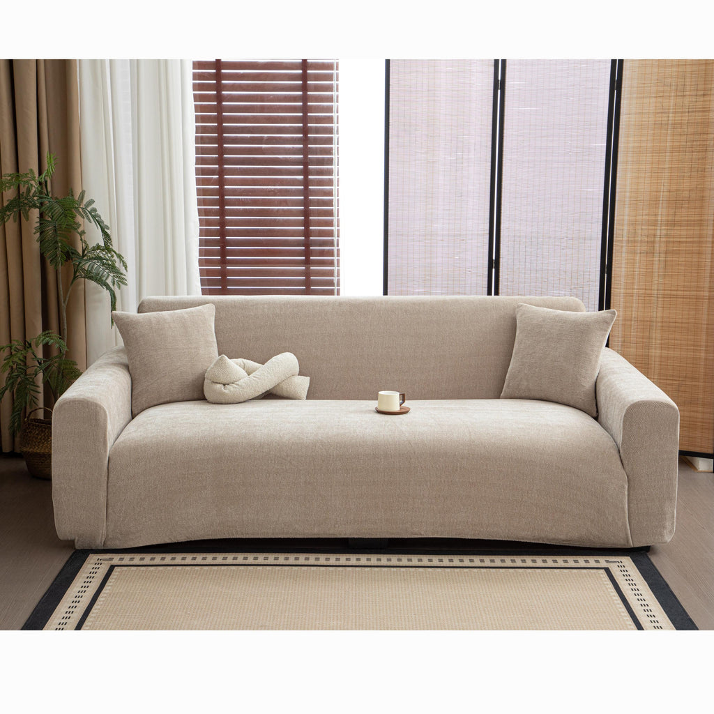 Stretch Chenille Sofa Cover, Full Cover Couch Slipcover, Pet Friendly Elastic Furniture Protector