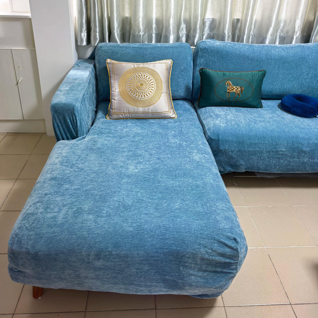 Stretch Chenille Sofa Cover, Full Cover Couch Slipcover, Pet Friendly Elastic Furniture Protector