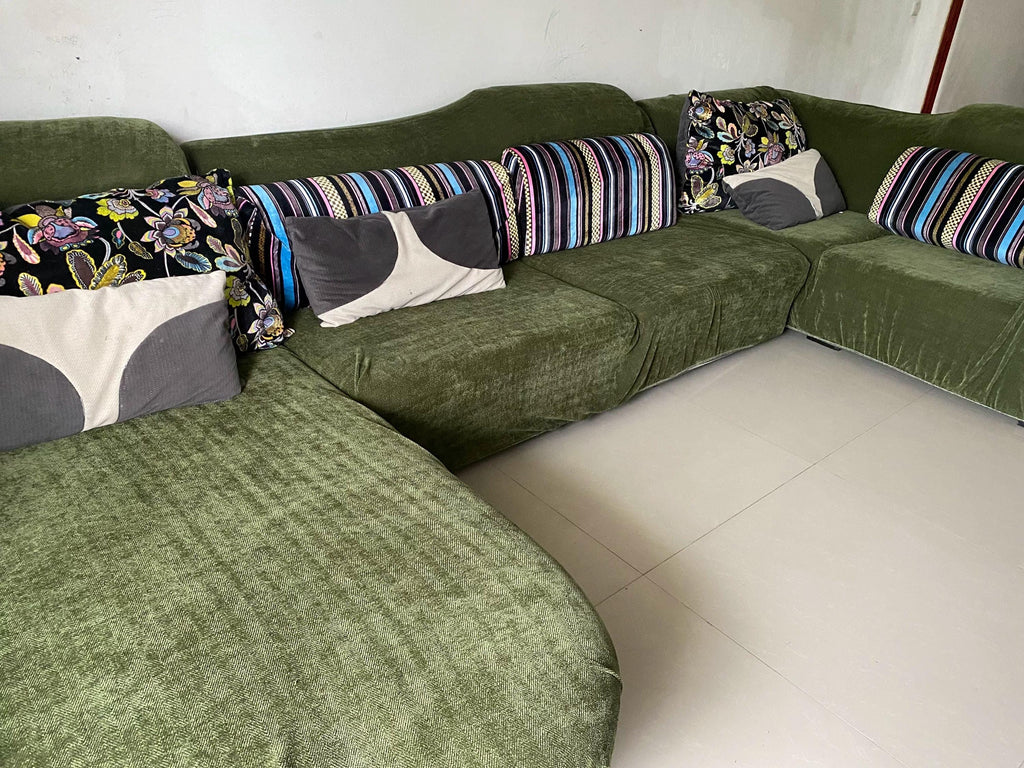 L-Shaped Sofa Cover, Stretch Chenille Sectional Slipcover, Full cover Couch Protector